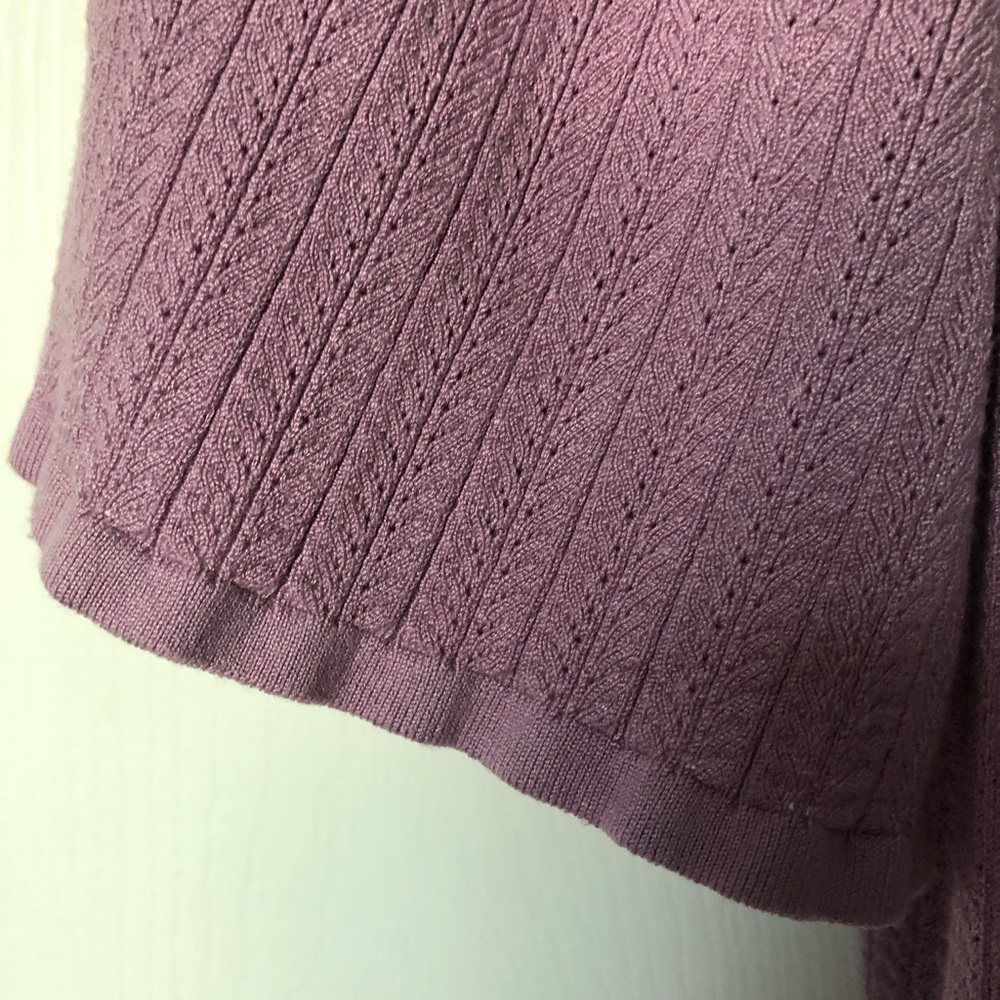 Catherine Malandrino Square Neck Pointelle Purple Blouse Size Medium - Picture 7 of 8